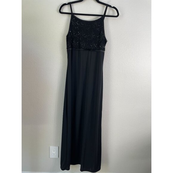 Vintage Y2K Byer Too! Womens Large Black Babydoll Maxi Dress Sleeveless - Picture 8 of 12